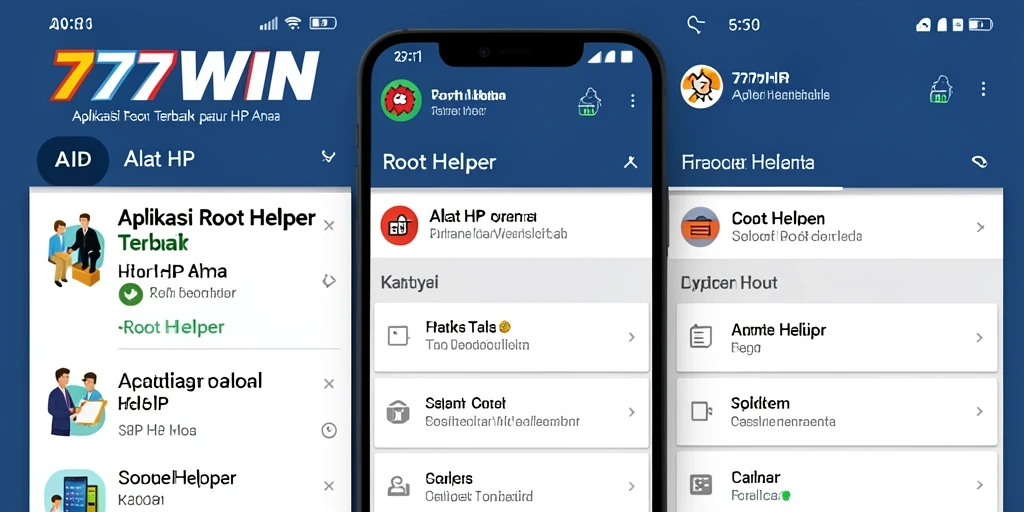 Tampilan antarmuka aplikasi 777WIN yang intuitif untuk Root Helper.
