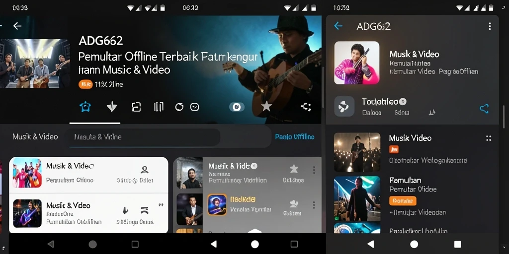 Antarmuka aplikasi ADG62 menampilkan fitur Pemutar Video Offline yang menarik.