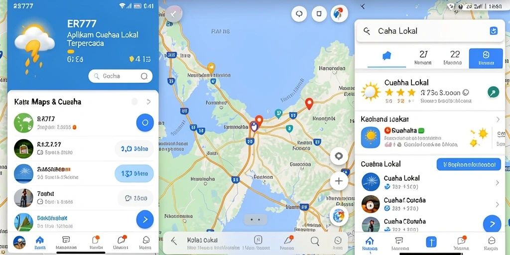 Antarmuka ER777 menampilkan informasi cuaca lokal yang jelas dan mudah dipahami.