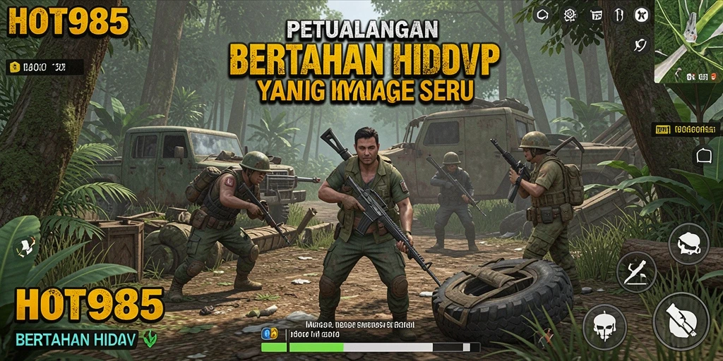 Tampilan antarmuka HOT985 dengan elemen bertahan hidup yang menarik.