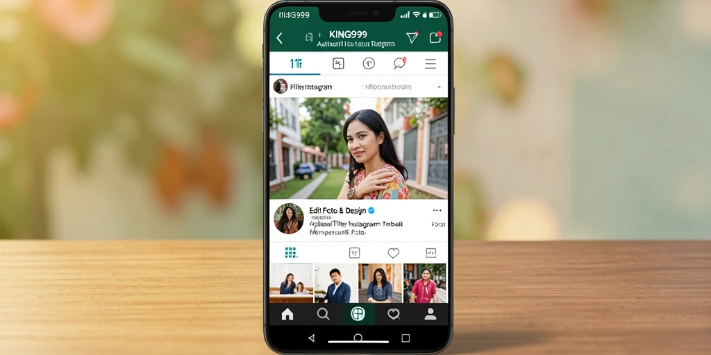 Antarmuka KING999 dengan berbagai filter Instagram yang menarik.