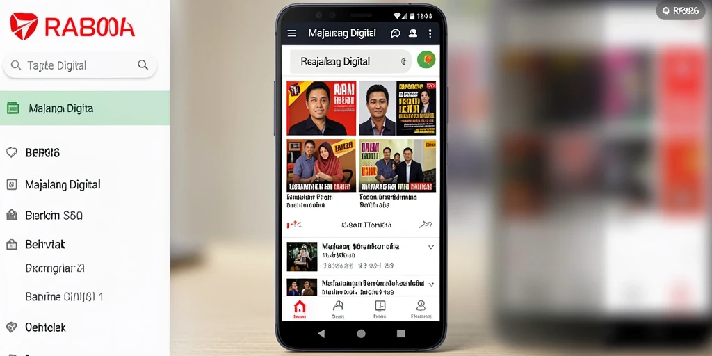 Tampilan antarmuka aplikasi RP886 untuk majalah digital.