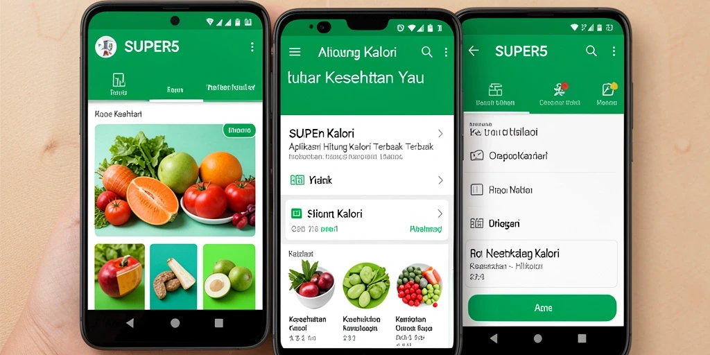 Antarmuka pengguna SUPER5 yang informatif untuk Hitung Kalori.